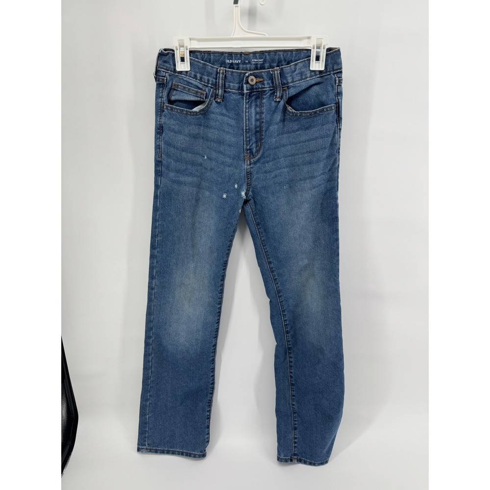 Old Navy Boys Straight Built-In Tough Jeans Blue Medium Wash Size 16 Adjustable